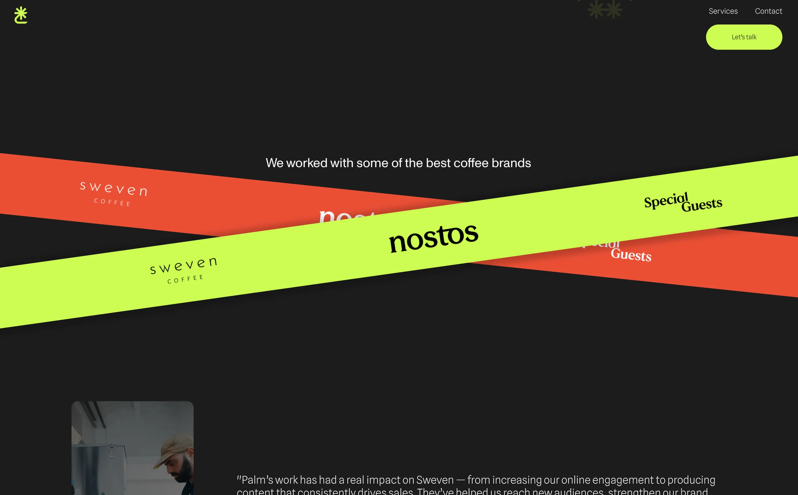 Palm Media Agency website by Sam Hills - Custom Webflow Development