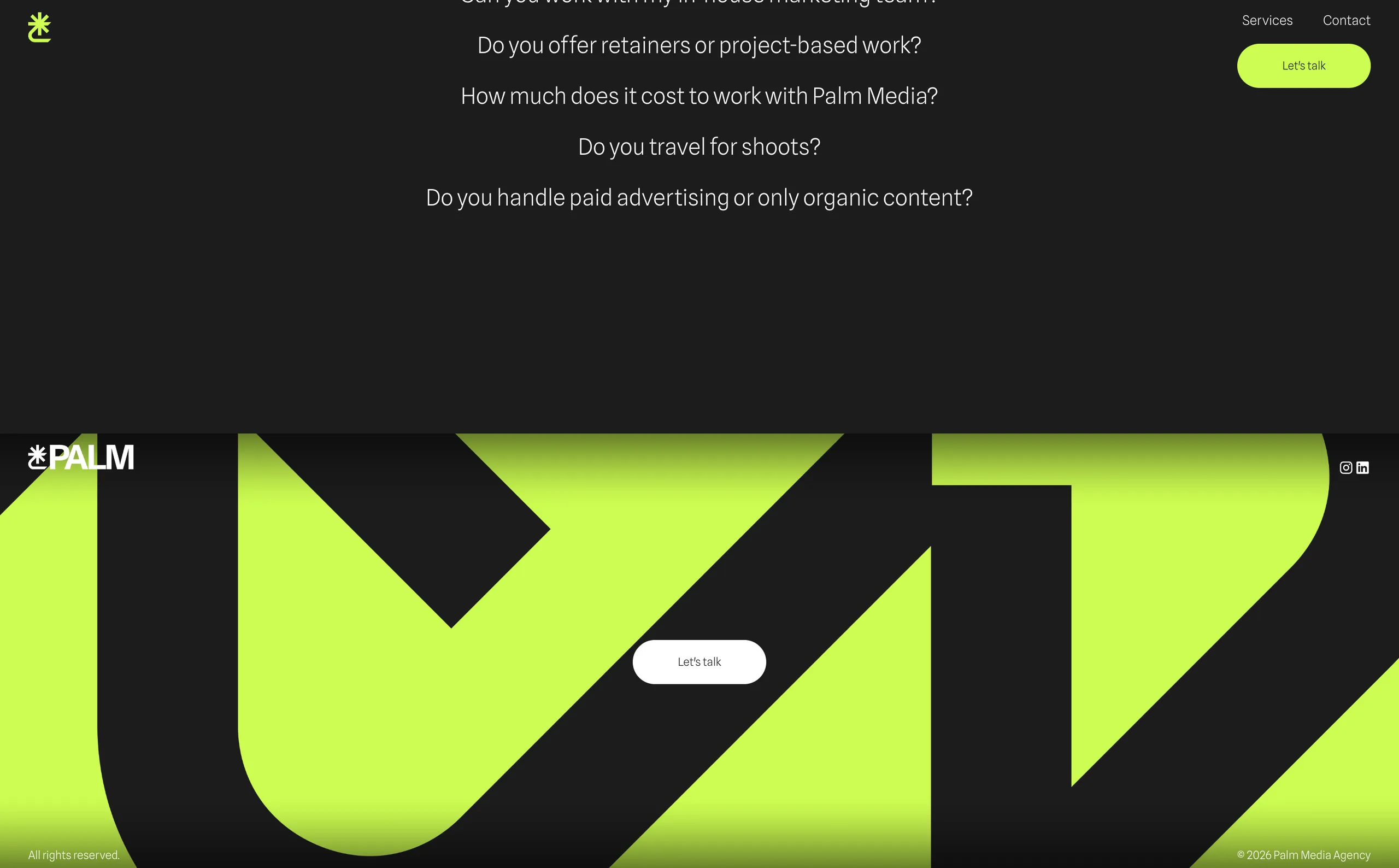 Palm Media Agency website by Sam Hills - Custom Webflow Development